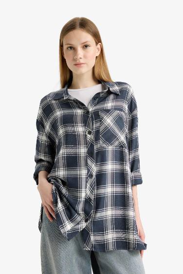Oversize Fit Flanel Long Sleeve Shirt