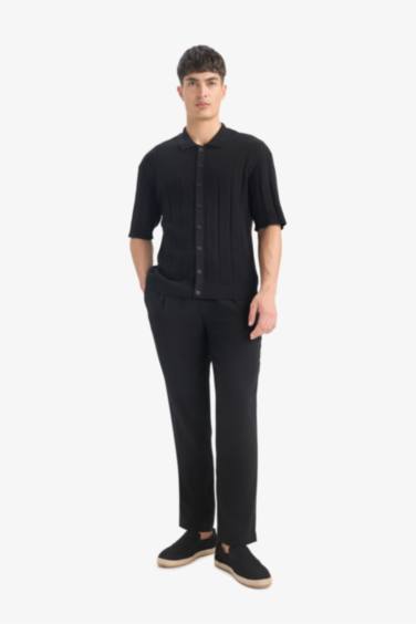 Cotton Standard Fit Short Sleeve Black Polo Shirt