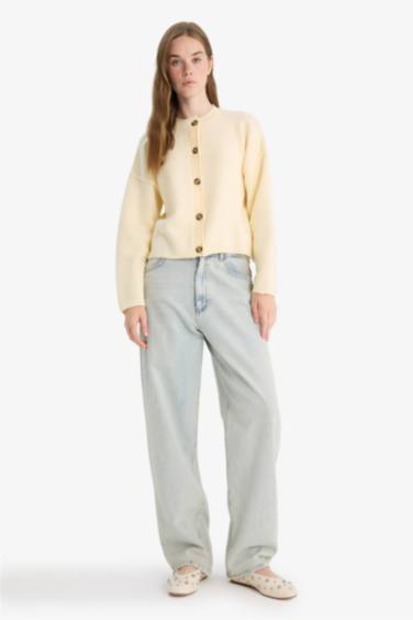 Regular Fit Crew Neck Knit Cardigan