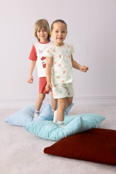 Baby Girl Floral Short Sleeve Cotton 2 Piece Pajama Set