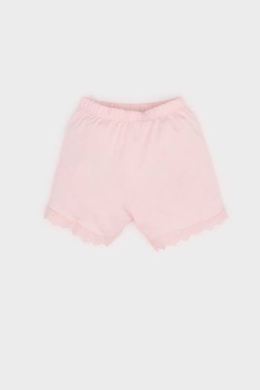 طقم بيجاما بنات ممشط من تيشيرت و شورت - قطعتين