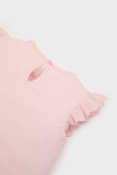 طقم بيجاما بنات ممشط من تيشيرت و شورت - قطعتين