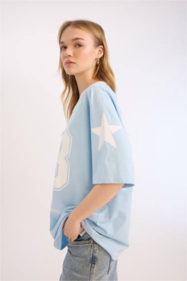 تيشيرت نص ردن اوفر سايز بياخة V