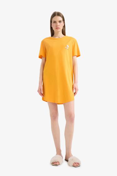 Regular Fit Crew Neck Snoopy Licensed Knitted Dress