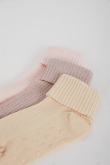 شرابات طويل بيبي بناتي قطن - 3 قطع