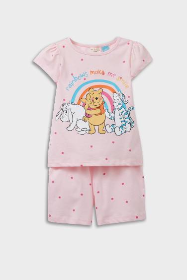 Kız Bebek Disney Winnie The Pooh Pijama Takımı Kısa Kollu Penye Üst Beli Lastikli Şort
