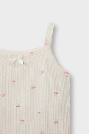 سيت بجامة بيبي بناتي بطبعة فاكهة مضلع - قطعتين