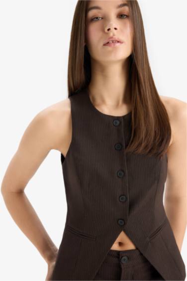 Afra x Defacto Fitted Buttoned Sleeveless Knitwear Cardigan