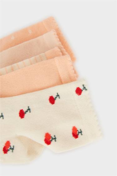 Baby Girl Non-Slip Sole 5 Piece Cotton Long Socks