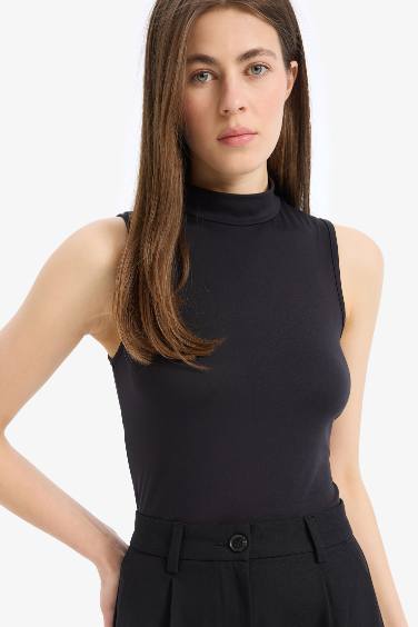 Slim Fit Half Turtleneck Tank Top