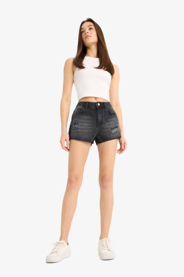 High Waist Cut-Off Denim Shorts