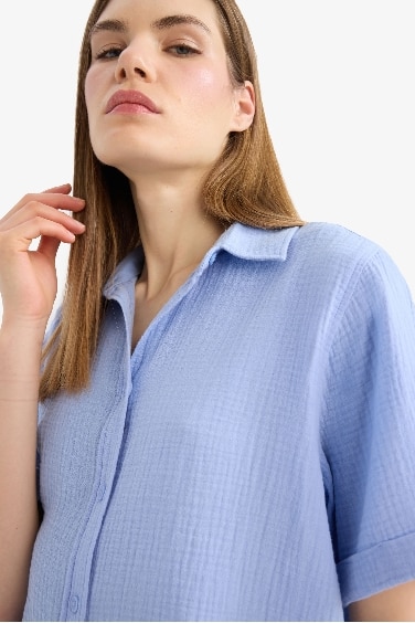 قميص نص ردن موسلين قصة عادية