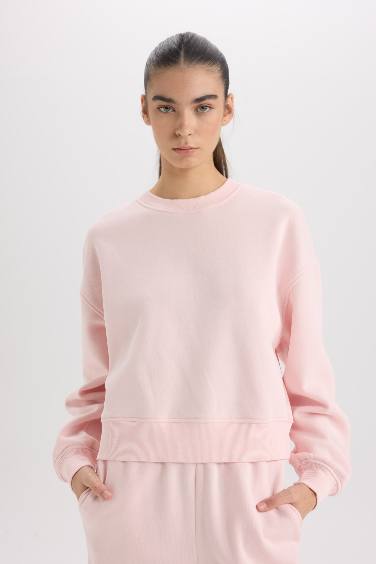 Sweatshirt Basique à col rond et Coupe Boxy