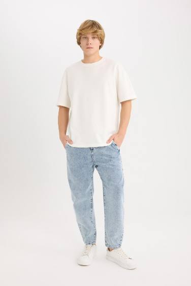 سروال جينز برجل واسع