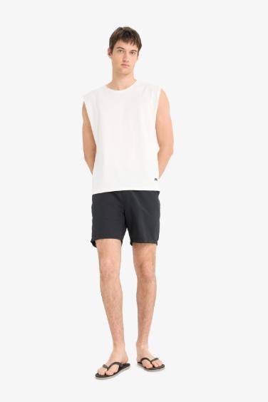 Regular Fit Mesh Lined Above Knee Swim Shorts