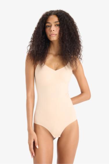 Çıkarılabilir Pedli Ten Rengi Bodysuit Korse