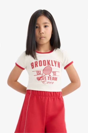 Girl Corduroy Printed T-Shirt Shorts 2 Piece Set