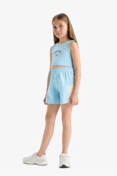 Girl Printed Sleeveless T-Shirt Shorts 2 Piece Set