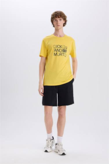 T-shirt en coton imprimé à manches courtes et col rond