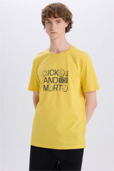 T-shirt en coton imprimé à manches courtes et col rond