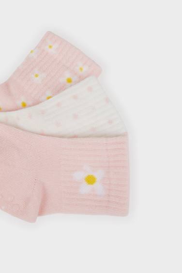Baby Girl Non-Slip Sole 3 Piece Cotton Long Socks