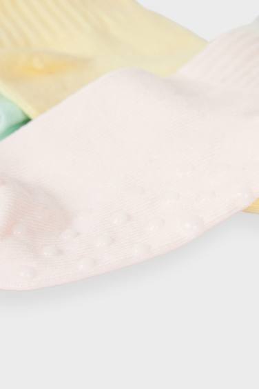 شرابات طويلة بيبي بناتي قطن ضد الانزلاق - 3 قطع