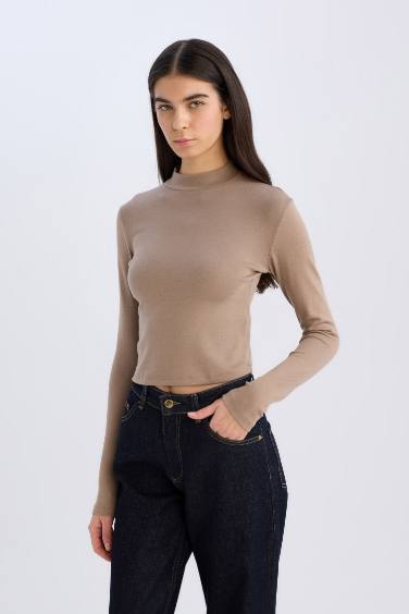 Slim Fit Half Turtleneck Modal T-Shirt