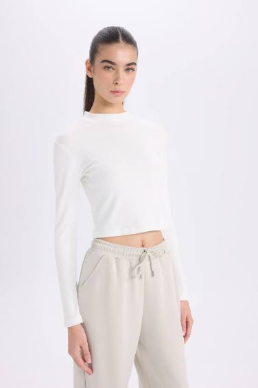 تي شيرت كم طويل سليم فيت هاف كول