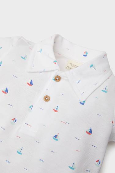 Boy Baby Marine Printed Pique Polo T-Shirt