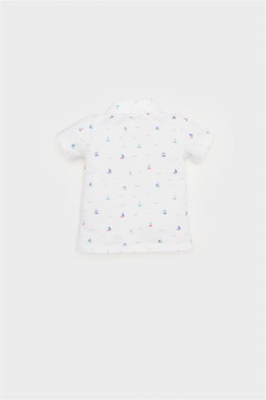 Boy Baby Marine Printed Pique Polo T-Shirt