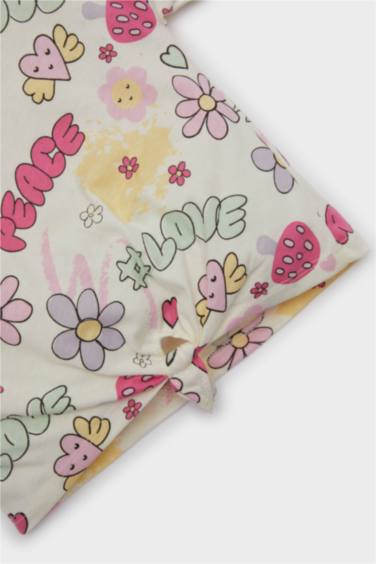 Baby Girl Crew Neck Patterned T-Shirt