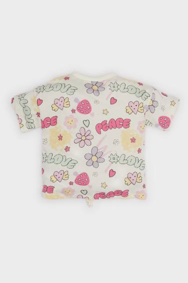 Baby Girl Crew Neck Patterned T-Shirt