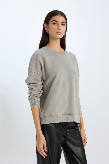 Oversize Fit Crew Neck Basic Sweatshirt
