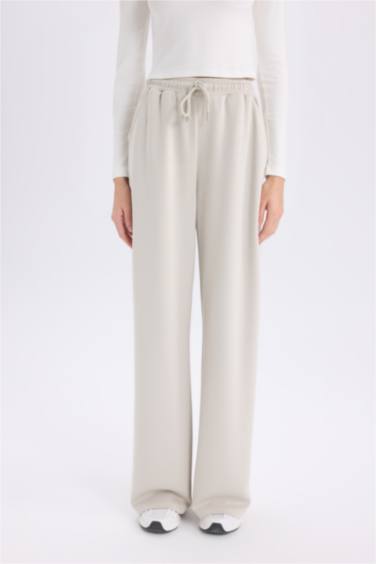 Pocketed Scuba Fabric Tied Waist Wide Leg Sweatpants