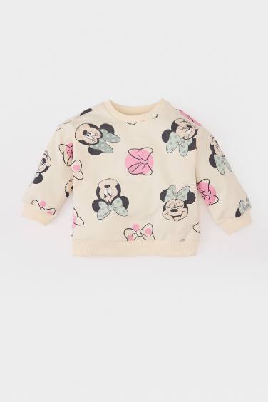 Regular Fit Mickey & Minnie Licensed Crew Neck Sweatshirt