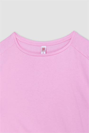 طقم بيجاما بناتي بينك قصة عادية كم طويل من Fall in Love - قطعتين