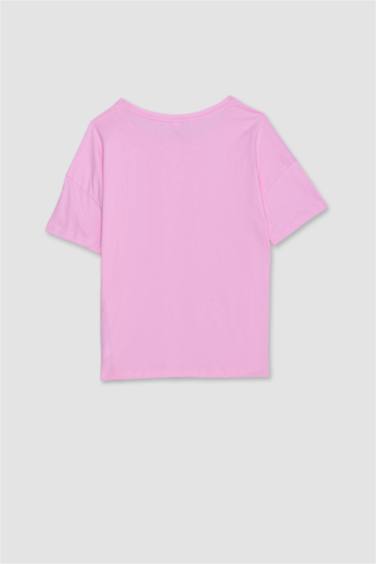 طقم بيجاما بناتي بينك قصة عادية كم طويل من Fall in Love - قطعتين