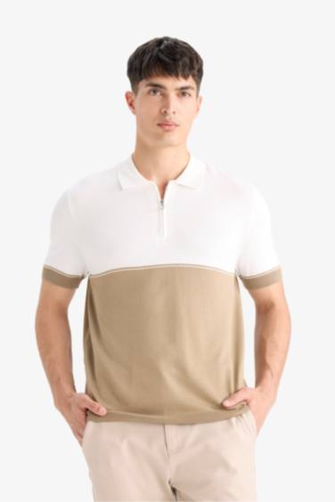 Standard Fit Short Sleeve Knitwear Polo T-Shirt