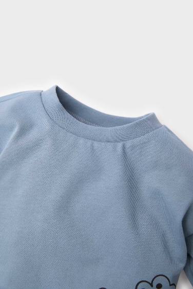T-shirt imprimé animaux à col rond et manches longues pour bébé garçon