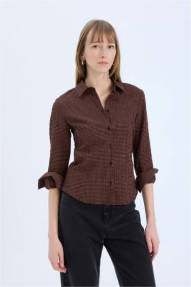 قميص كاروهات ردن طويل سليم فيت