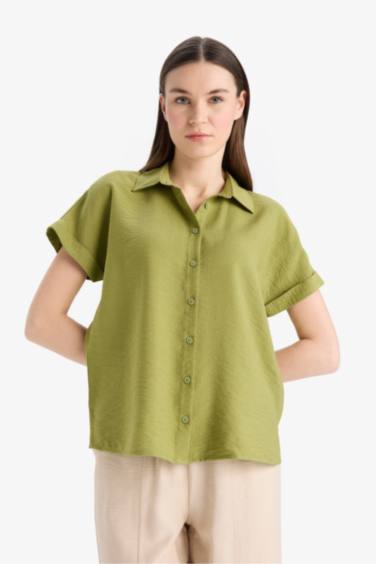Regular Fit Shirt Collar Short Sleeve Shirt
