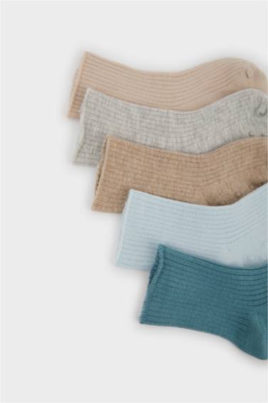 Kaydırmaz Taban 5'li Pamuklu Uzun Çorap Erkek Bebek