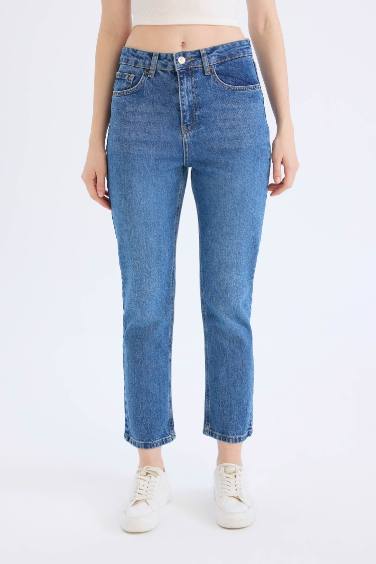 Mary Vintage Straight Fit High Waist Ankle Length Washed Jeans