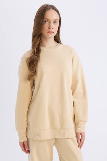 Relax Fit Soft Furry Thick Fabric Sweatshirt Tunic