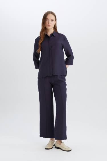 Regular Fit Basic Düz Yarım Kollu Gömlek