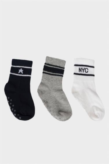 Мужские детские 3 пары длинных хлопковых носков с нескользящей подошвой