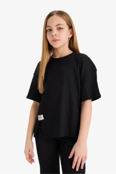 طقم بناتي تيشيرت وليجن برجل واسع - قطعتين