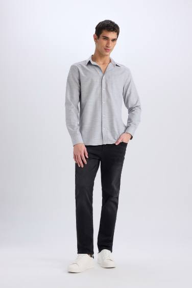 Modern Fit Polo Neck Basic Long Sleeve Shirt