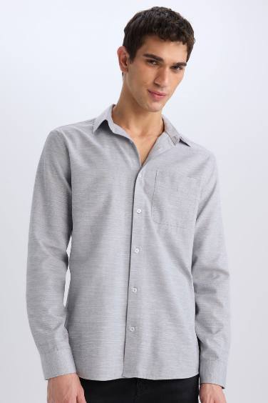 Modern Fit Polo Neck Basic Long Sleeve Shirt