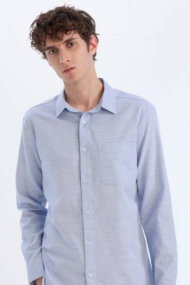 Modern Fit Polo Collar Long Sleeve Shirt